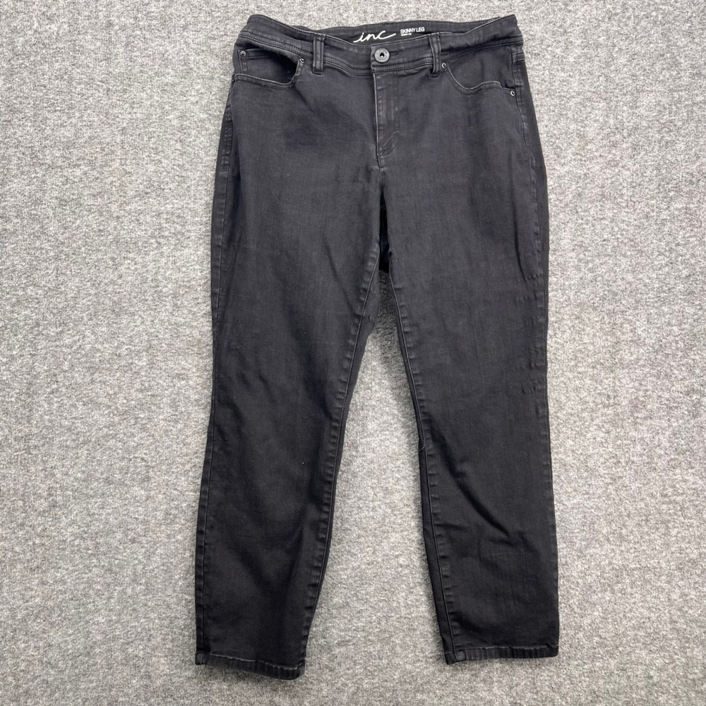 INC International Concepts Womens Black Skinny Leg Curvy Fit Jeans Size 8